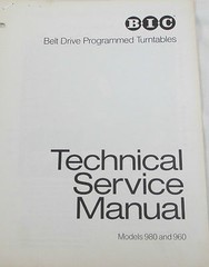 BIC TURNTABLE 980 COPY OF OWNER MANUAL & SERVICE MANUAL, BLOW UP & PARTS COMBO