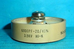 ITT Jennings HI-K Doorknob Capacitor 6800pf@3.5kV