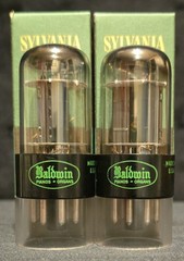 SYLVANIA 6SN7 GTB TUBE 1959 CHROME TOPPED HALO BLACK PLATES MATCHING SET