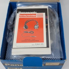 NOS Vintage Panasonic EAH-35 Velocity Type Stereo Headphones Retro Silver Black