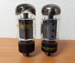 2 Sylvania EL34 6CA7 “OO” Getter Welded Plates Fat Bottle Test Strong (Pair #2)