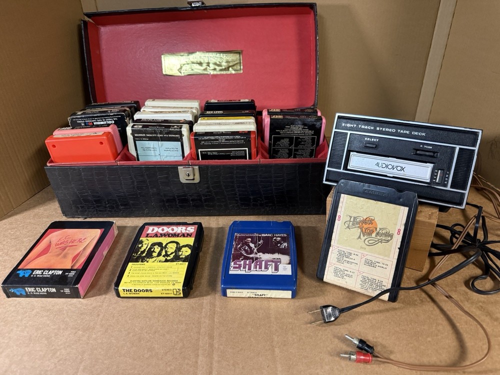 Vintage 1970s Audiovox Stereo 8 Track player Model C 844 bundle. Tested & Plays