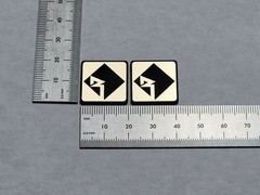 Rockford Fosgate Square Speaker Badge Emblem Logo – Gold Pair With Adhesive