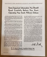 EH Scott Allwave Deluxe 12 Instruction Manual Copy – Excellent – 20 Pages