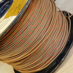 Near Full Roll Western Electric 20 Gauge Cloth Covered Wire Green / Red Stripe