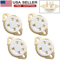 4Pcs 5Pin UX5 Ceramic Tube Socket Valve Base for 807 FU7 27 24 37 FD422 46 DIY