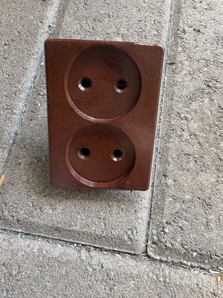 Vintage Soviet Bakelite Electrical Socket Schuko 250V 6A Brown Old Russia Plug