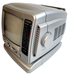 Coby CX-TV1 Black White 5-inch Portable VHF/UHF TV with AM/FM Radio New