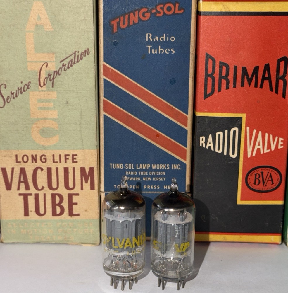 (2) Super Strong Sylvania Yellow Label 12AX7 7025 Tubes Tested On TV7-D/U