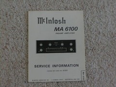 Vintage Original McIntosh MA6100 Service Manual. Good Condition.