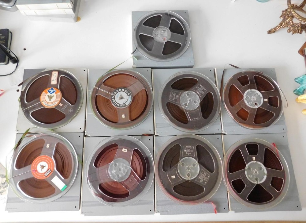 7″ Reel to Reel Tapes BASF AGFA Grundig Hard Case Lot of 9 USED UNTESTED