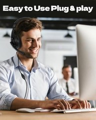 L02 Wired Headset, 3.5mm Stereo Headphones with Noise Canceling Black