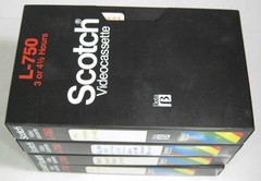 Vintage Betamax Beta Tape Lot of 4 Used Tapes Scotch Model L-750 w/ Cases