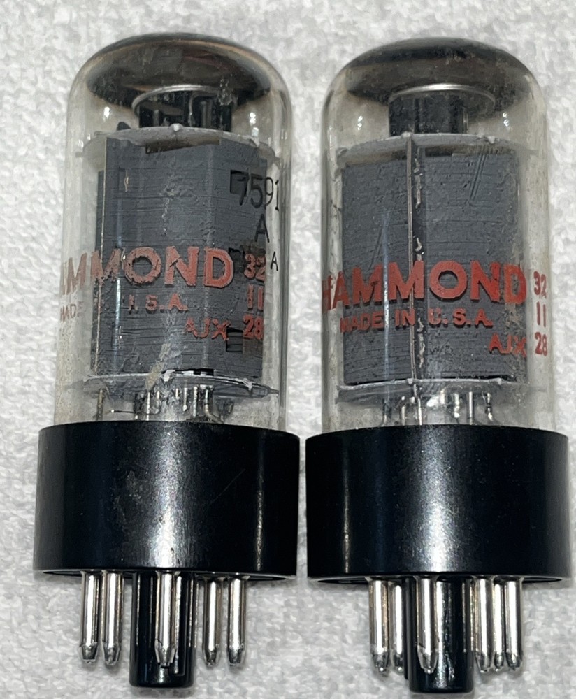 Pair 7591A SYLVANIA labeled for HAMMOND Halo Getter Tubes Amplitrex Test