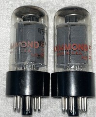 Pair 7591A SYLVANIA labeled for HAMMOND Halo Getter Tubes Amplitrex Test