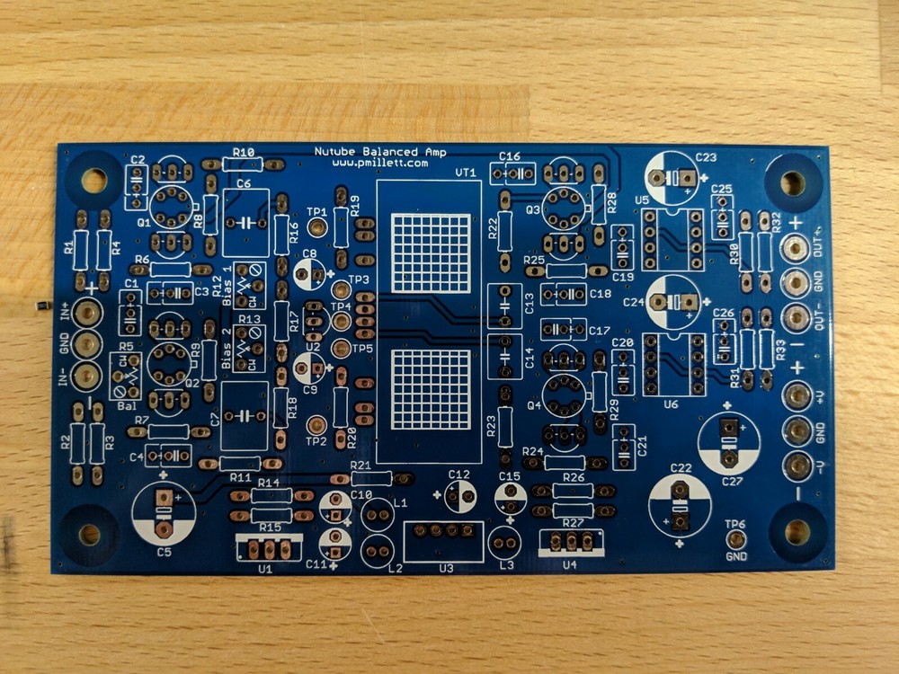 DIY PCB plus Tube – Balanced (differential) preamp/head amp using Korg Nutube