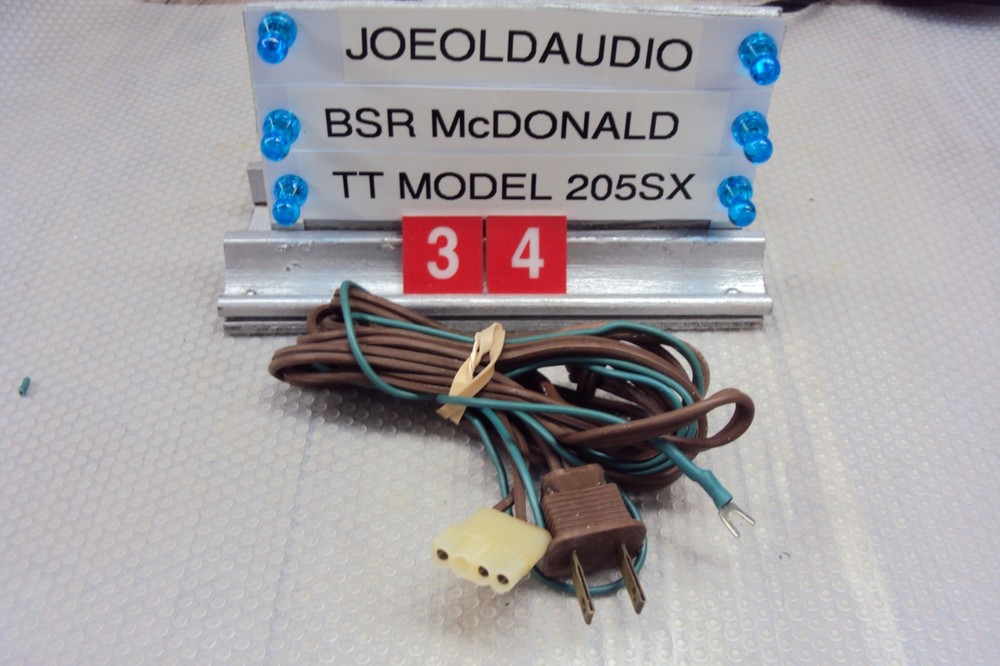BSR McDONALD 205SX Turntable Line Cord & Ground Wire Tested Parting Out 205SX