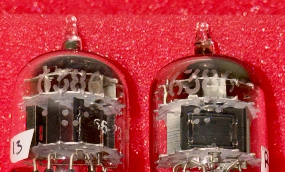 Two GE 6386 Tubes /Amplitrex Tested +100%/D Get /x3 Mica /Black P / Mid 1950’s
