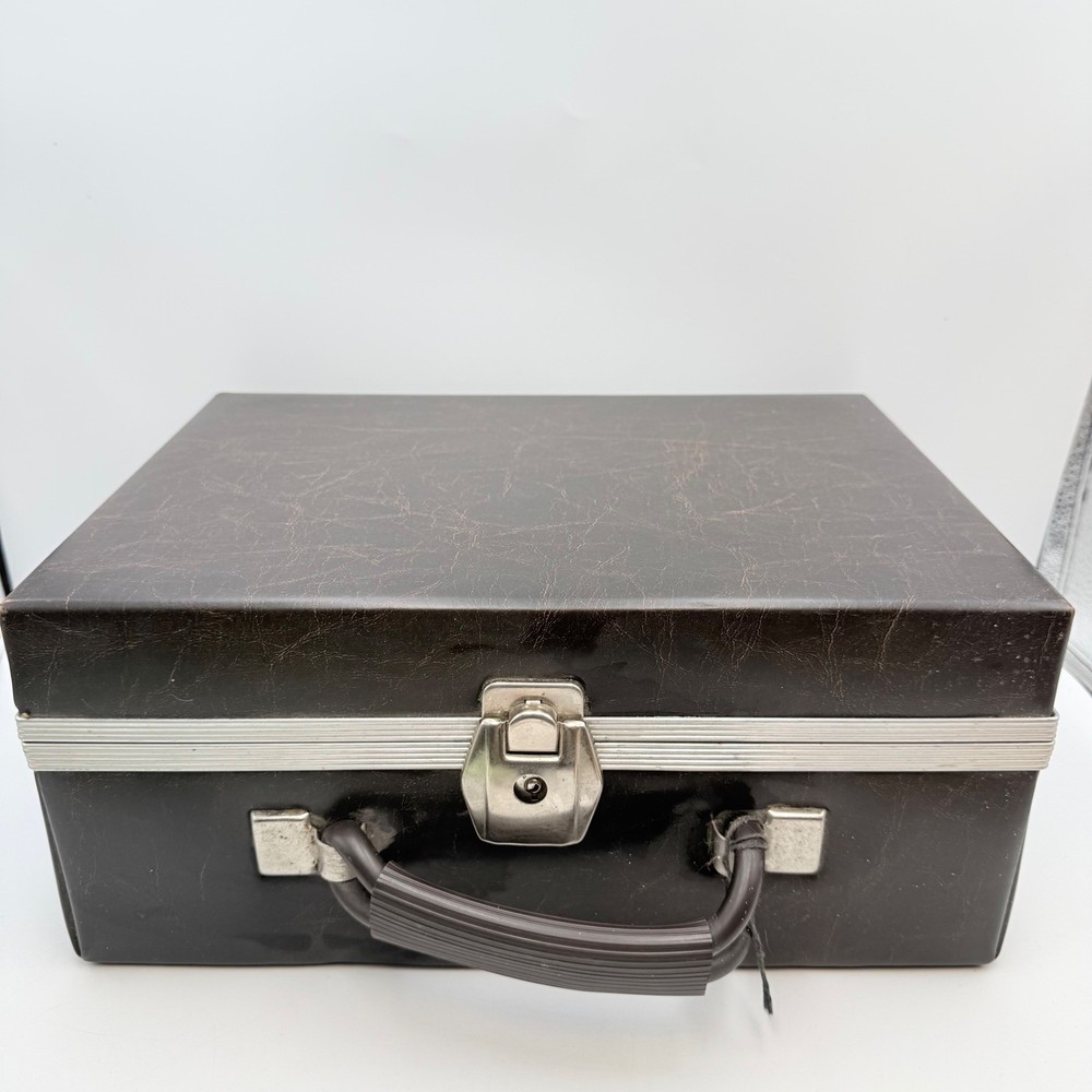 Vintage Brown Faux Leather 8-Track Tape Carrying Case 24 Slot Storage Box Retro