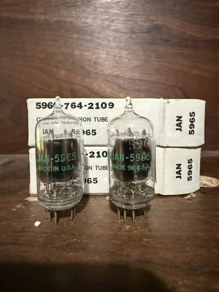 Matched NOS Pair GE JAN 5965 Clear Top Military Spec Vacuum Tubes TV7 Tested NEW