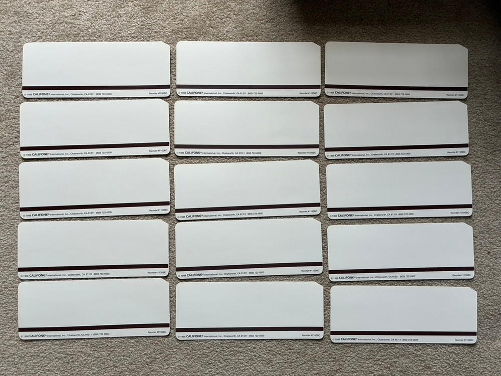 Lot of 15 blank 1998 Califone Magnetic cards Reorder #1100BC