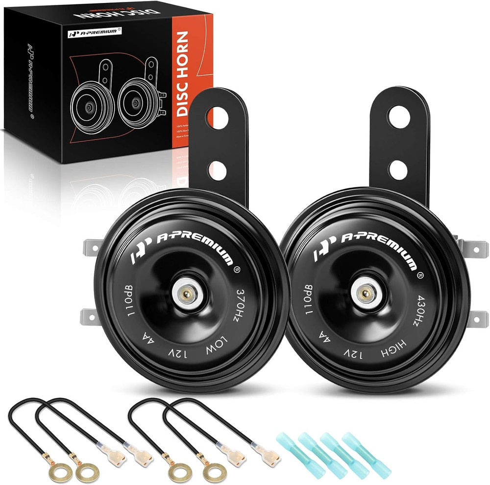 A-Premium – Disc Horn 2PCS High & Low Universal Electric Horns, 12V 110 dB, Comp