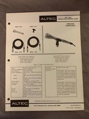 Vtg Original Altec 655AL 655AH Omnidirectional Mic Operating Instructions (A3)