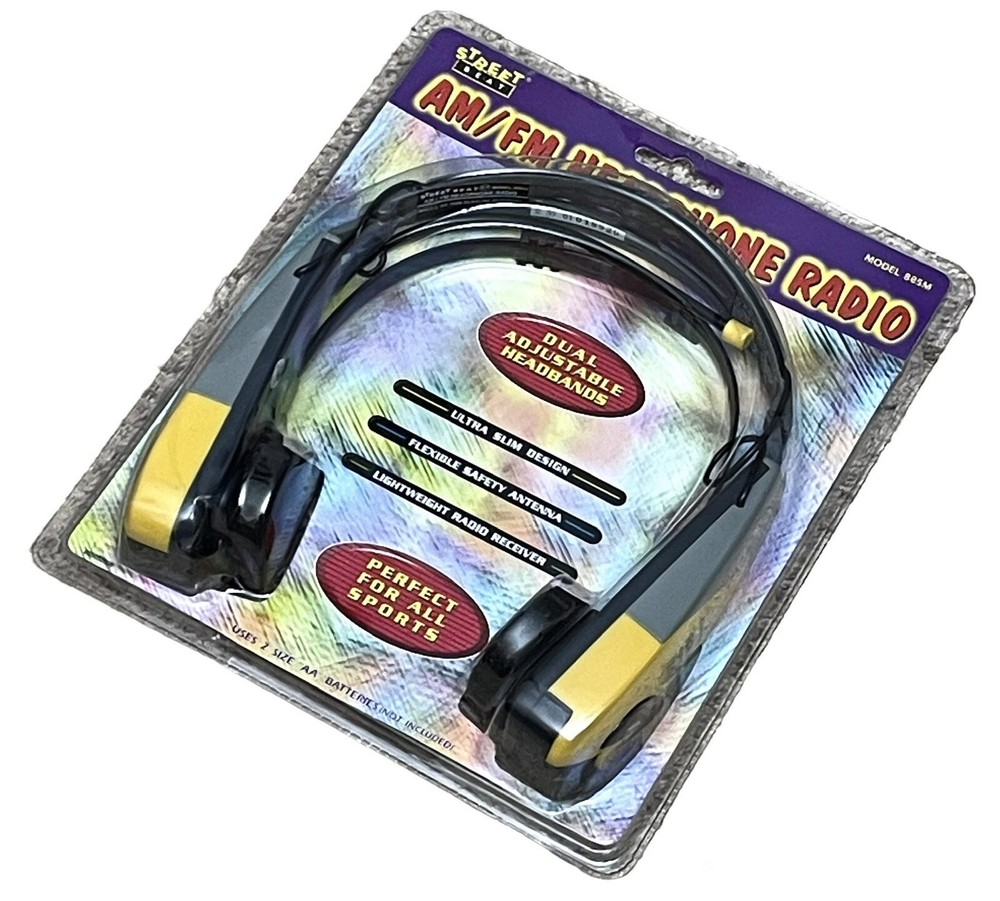 Street Beat AM FM Headphone Sports Radio Model 885M Adjustable Headband Vintage