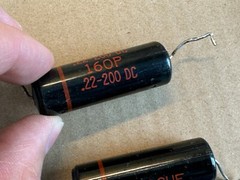 2 Vintage Sprague Black Beauty .22 uf 200v Capacitors 160P TEST GREAT low leak