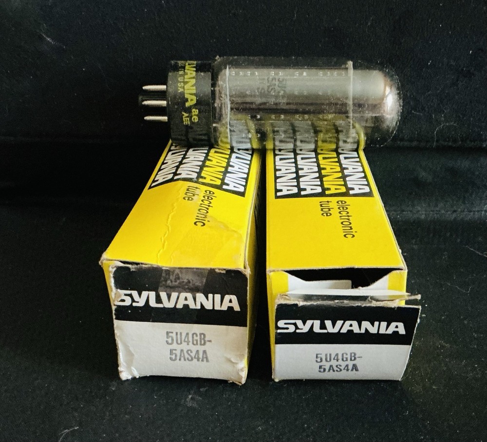 Pair NOS Sylvania 5U4GB 5AS4A Vacuum Tubes Rectifier NIB Vintage Amp Power