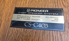 Pioneer CS-G403 16″ Woofer Speaker 184198, 581 3610
