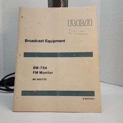 RCA BW-75A FM Monitor Vintage Instruction Manual MI-560735
