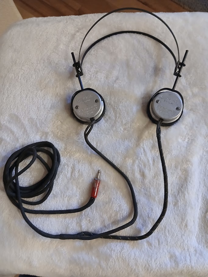 Cannon-Ball Empire USA Made Antique Metal Headphones Fabric Cord 1/4″ Plug Works