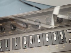 Technics RA-M95 cassette deck RP-9690 BOTH WORK LAZY DOOR OPEN. READ DESCRIPTIO
