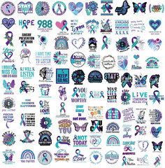 100PCS Suicide Awareness Stickers Suicide Prevention Stickers for Depressed Pers