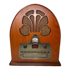 Crosley CR32CD Cathedral Tabletop AM/FM Radio CD Player Wood