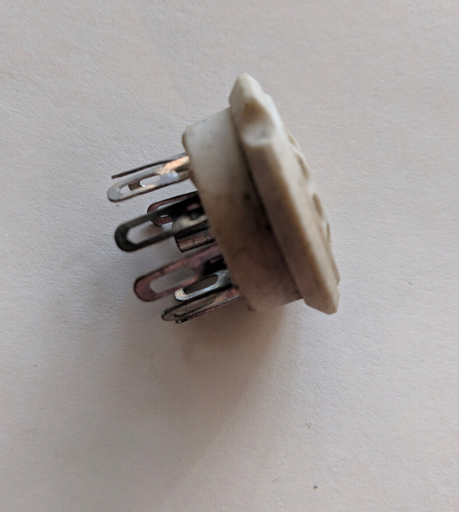 CERAMIC WHITE 9 PIN TUBE SOCKET NOS CINCH MADE IN USA