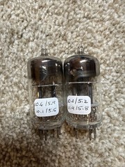 2x BRIMAR ECC81 12AT7 CV 455 TUBES Square getter Carbon Black plate Test Strong