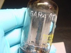 MULLARD BLACKBURN SYLVANIA CO-BRANDED 5AR4 GZ34 RECTIFIER TUBE (tested strong)