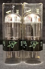 SYLVANIA 6SN7 GTB TUBE 1968 GREEN LABEL BLACK BASE CHROME TOP FOIL MATCHED SET