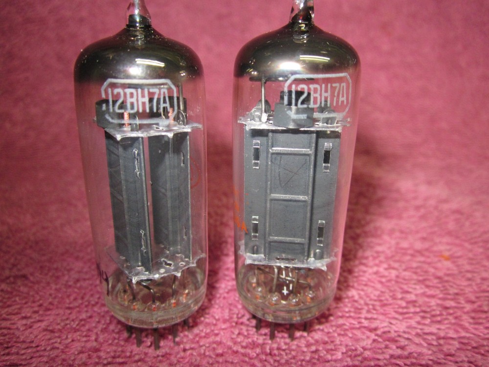 NOS Matched Pair RCA 12BH7A BLACK Plate D-Getter Tubes 12BH7 – NEW bulk surplus