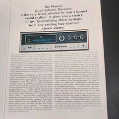 Original Pioneer QX-8000 Quadraphonic Receiver Vintage Dealer Brochure 1971