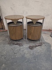 Vintage Pair Zenith Circle of Sound Speakers Wood Grain Round Retro Omni WORKING
