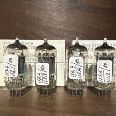 Matching Quad Sylvania JAN 5814A Audio Tubes NOS NIB TV7 Tested Very Strong