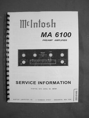 ONE BRAND NEW COPY OF MCINTOSH MA 6100 STEREO PREAMP-AMPLIFIER SERVICE MANUAL