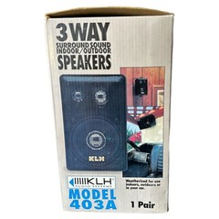 1 Pair KLH 3 Way Surround Sound Indoor/Outdoor Speakers Model 403A NEW Open Box