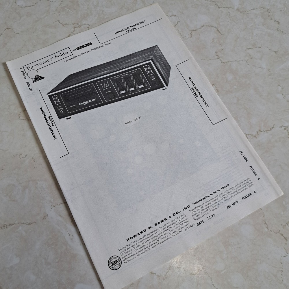 Morse/Electrophonic TP2200 Service Manual 1977 Photofact Circuitrace Illustrated