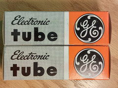 Closely Matched Pair of GE 6CA7 EL34 NOS NIB Vacuum Tubes #1