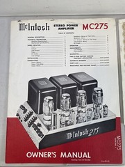 McIntosh MC275 Stereo Power Amplifier instruction Manual template Lot 43F11