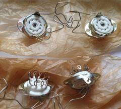 6pcs 9 pin Silver Ceramic Tube Socket Retainer 40mm 12AX7 ECC83 E88CC 6N23P USSR